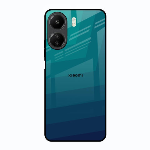 Green Triangle Pattern Redmi 13C Glass Back Cover Online