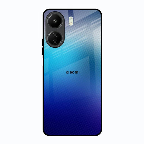 Blue Rhombus Pattern Redmi 13C Glass Back Cover Online