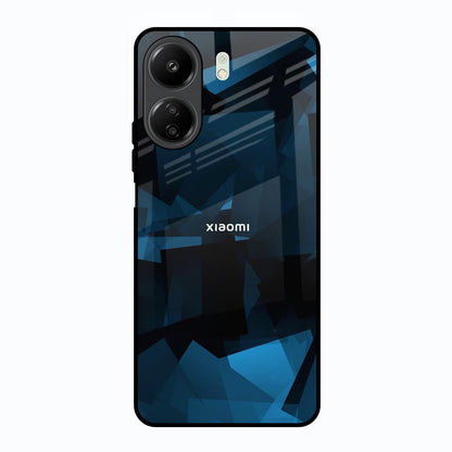 Polygonal Blue Box Redmi 13C Glass Back Cover Online
