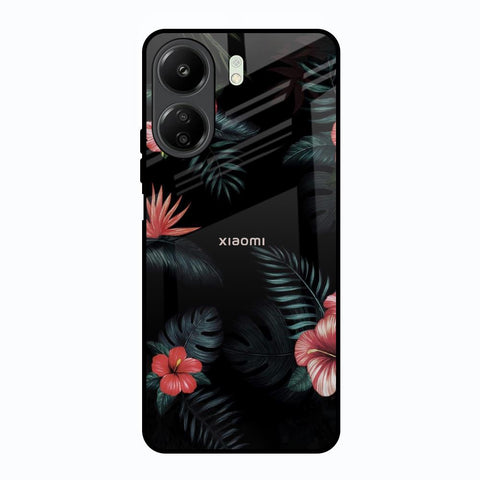 Tropical Art Flower Redmi 13C Glass Back Cover Online
