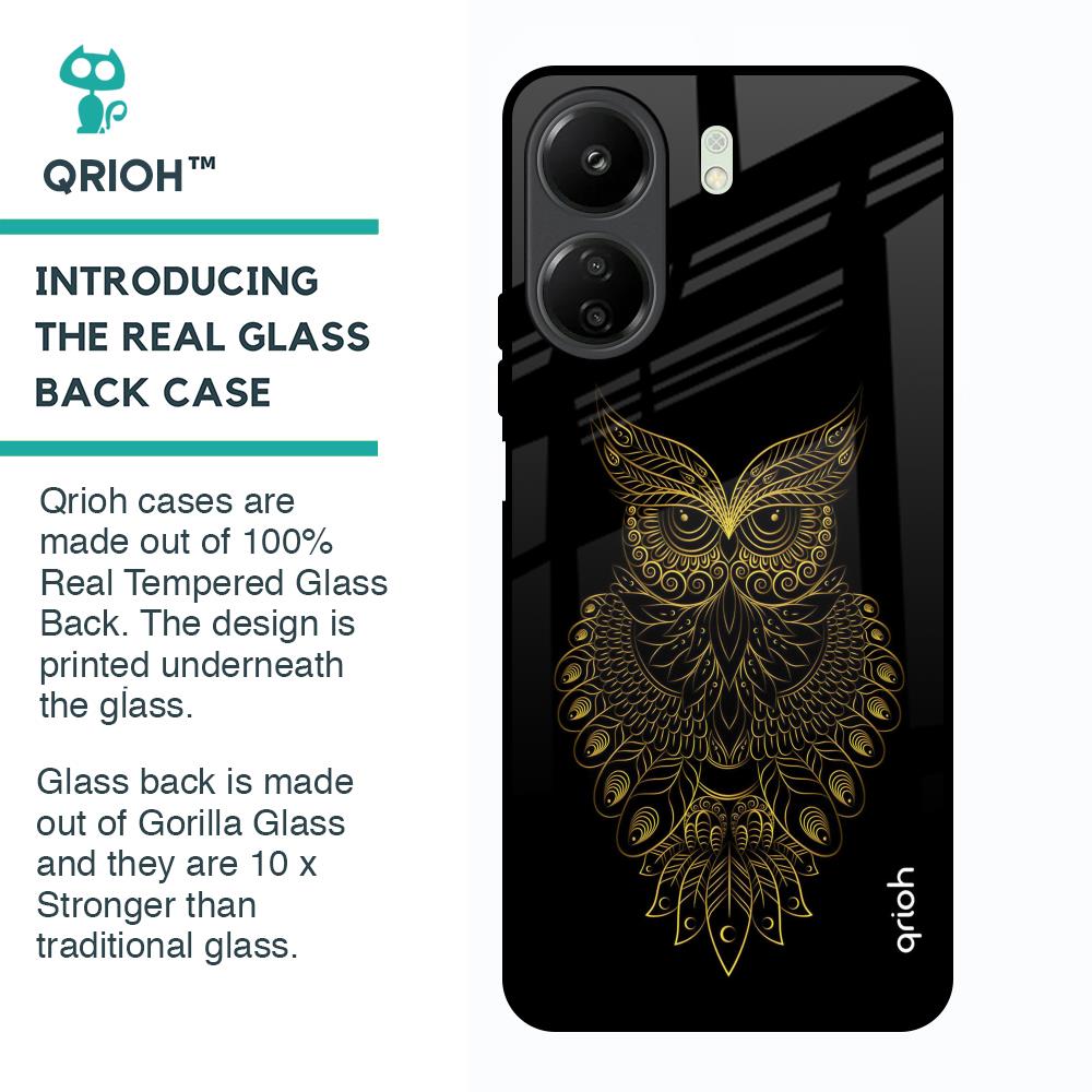 Golden Owl Glass Case for Redmi 13C