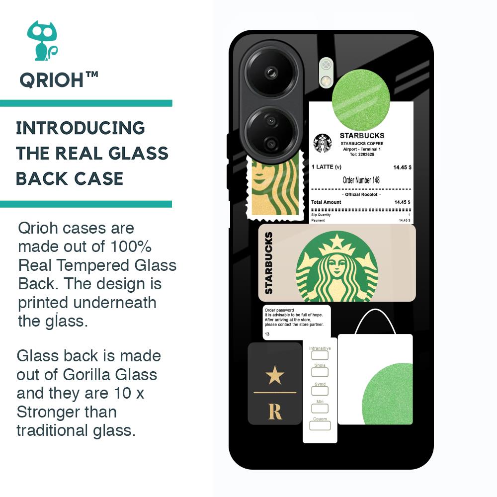Coffee Latte Glass Case for Redmi 13C