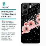 Floral Black Band Glass Case For Redmi 13C