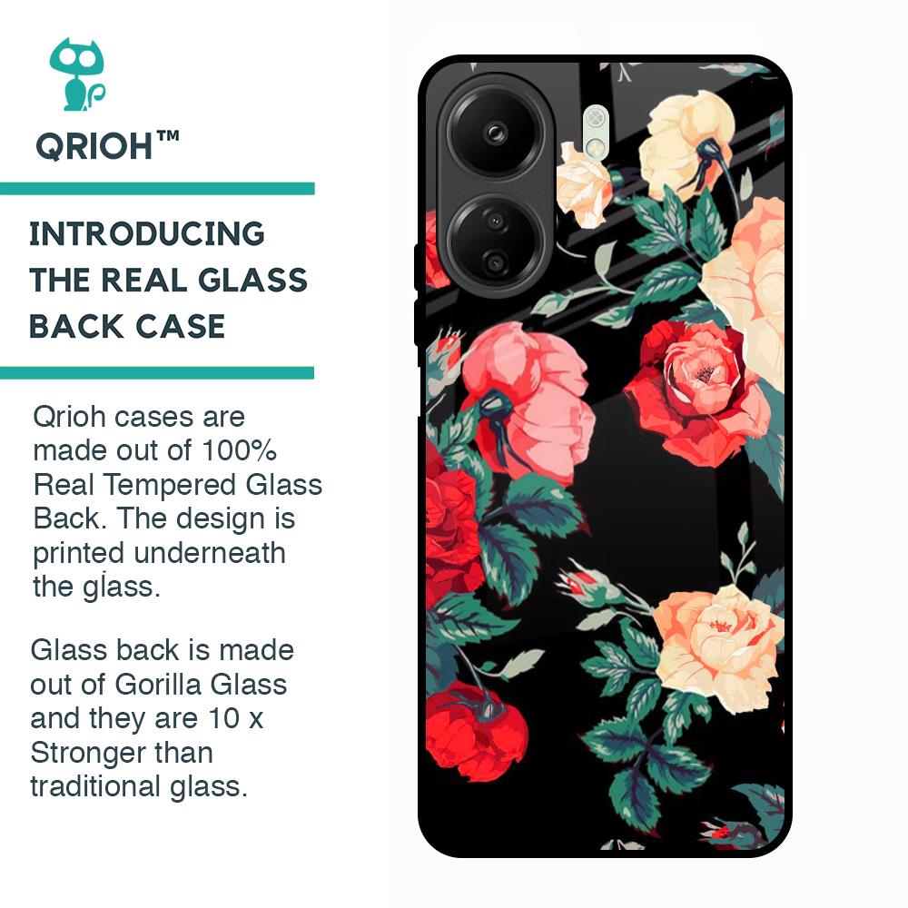 Floral Bunch Glass Case For Redmi 13C