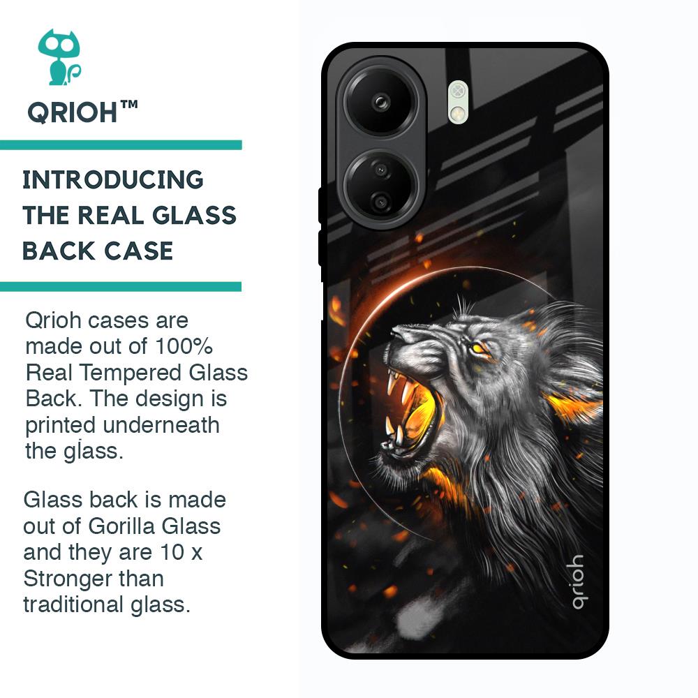 Aggressive Lion Glass Case for Redmi 13C