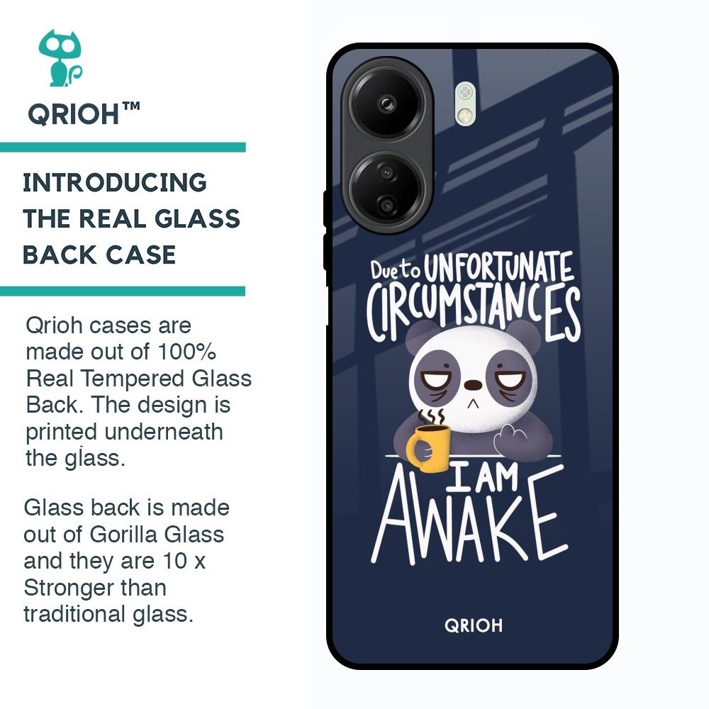 Struggling Panda Glass Case for Redmi 13C