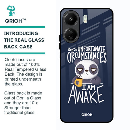 Struggling Panda Glass Case for Redmi 13C