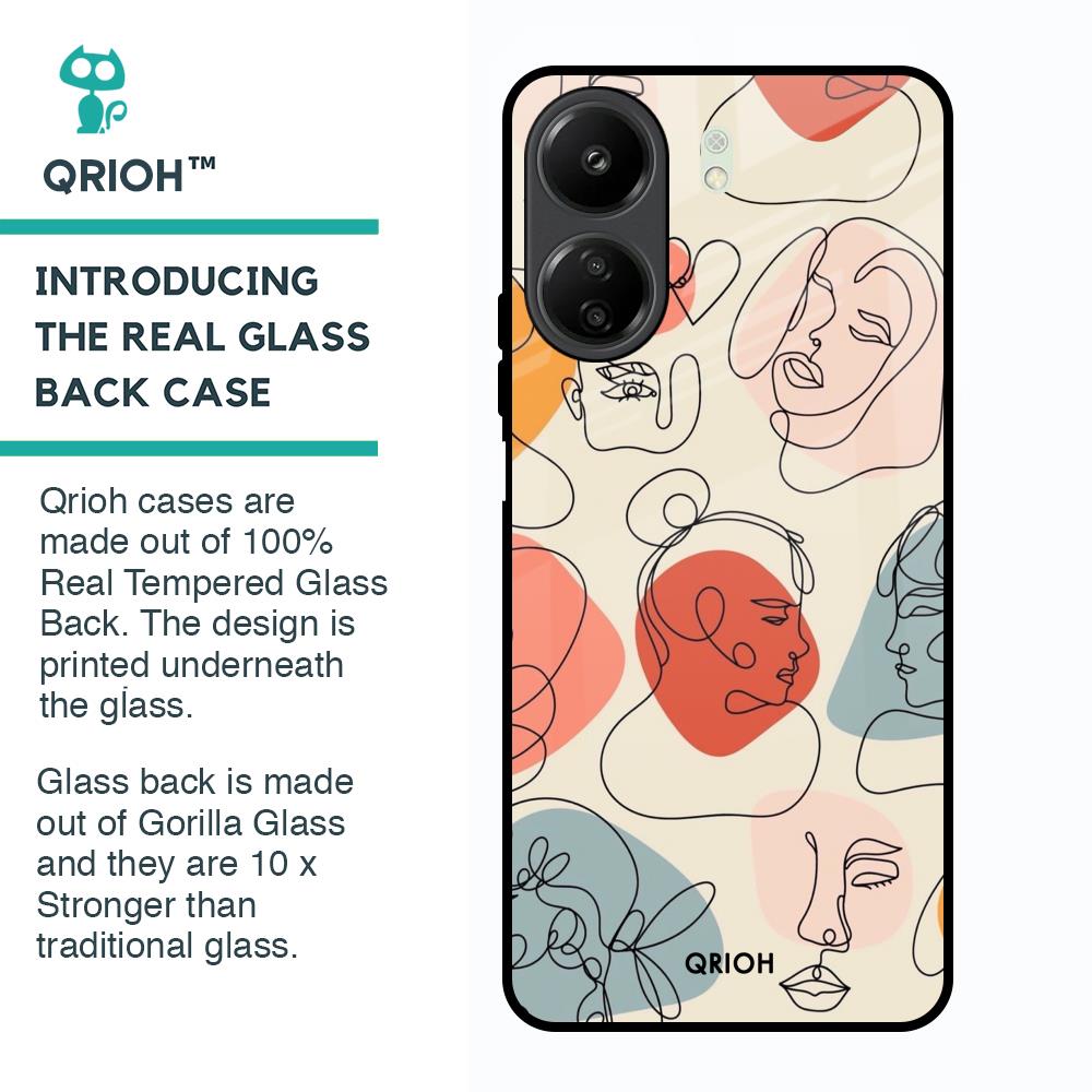 Abstract Faces Glass Case for Redmi 13C