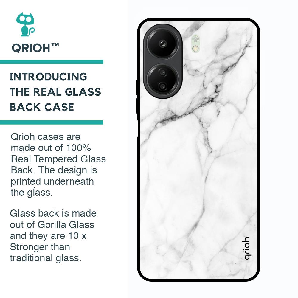 Modern White Marble Glass Case for Redmi 13C