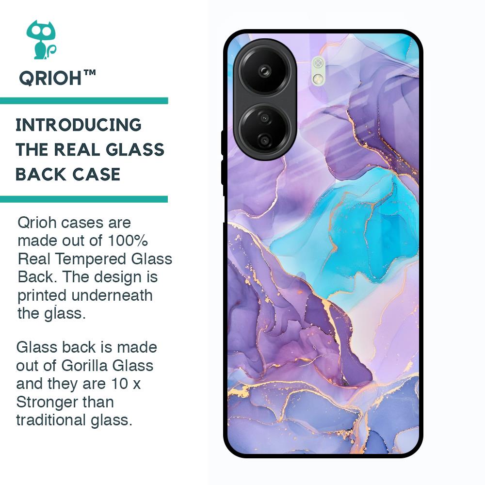 Alcohol ink Marble Glass Case for Redmi 13C