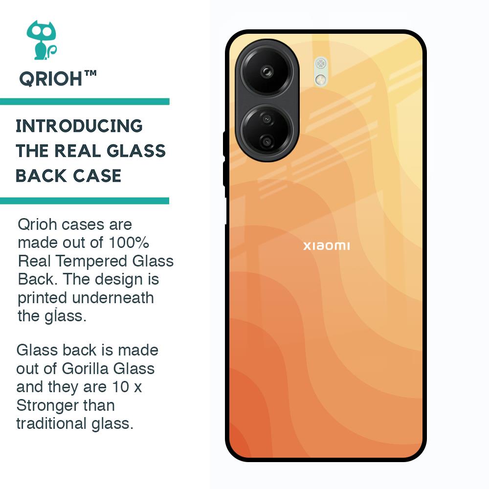 Orange Curve Pattern Glass Case for Redmi 13C