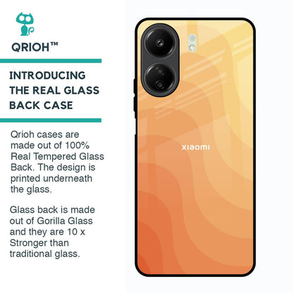 Orange Curve Pattern Glass Case for Redmi 13C