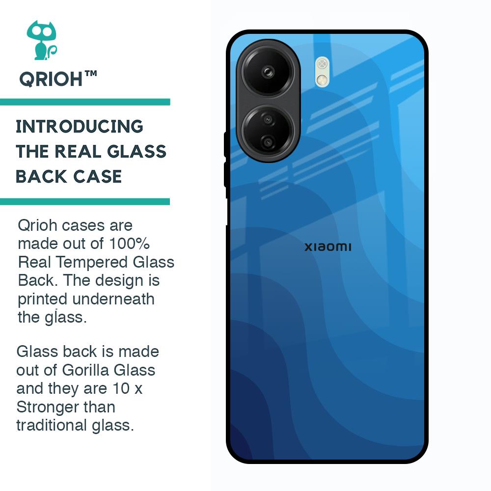 Blue Wave Abstract Glass Case for Redmi 13C