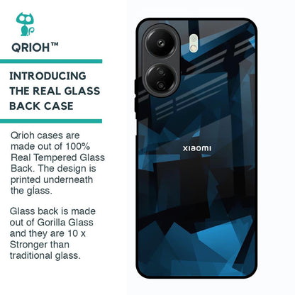 Polygonal Blue Box Glass Case For Redmi 13C