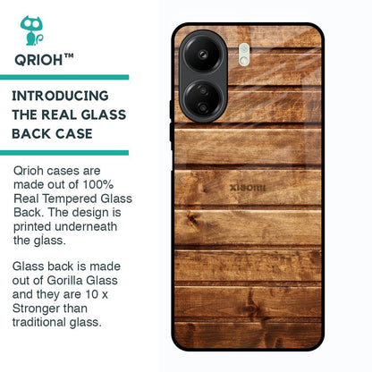 Wooden Planks Glass Case for Redmi 13C