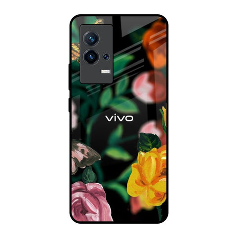Flowers & Butterfly IQOO 8 5G Glass Back Cover Online