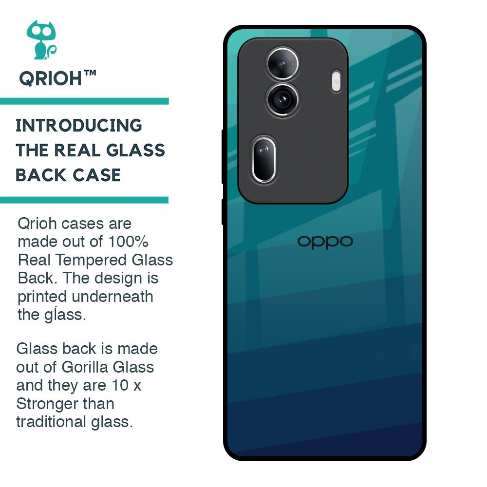Green Triangle Pattern Glass Case for Oppo Reno11 Pro 5G