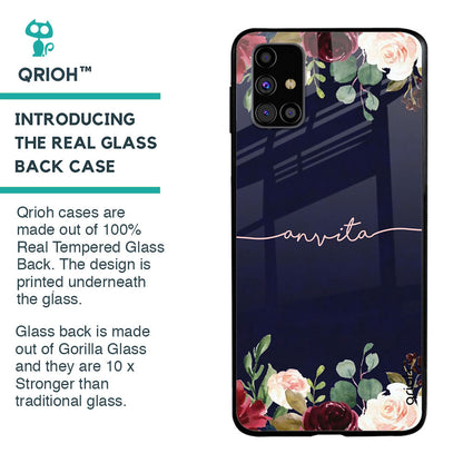 Navy Blue With Floral Custom Glass Case