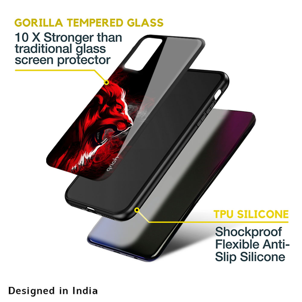 Red Angry Lion Glass Case for Oppo Reno8 5G