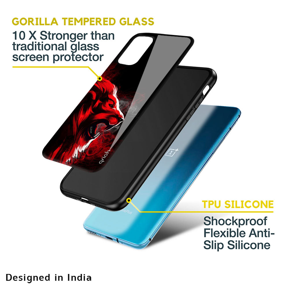 Red Angry Lion Glass Case for OnePlus 10T 5G
