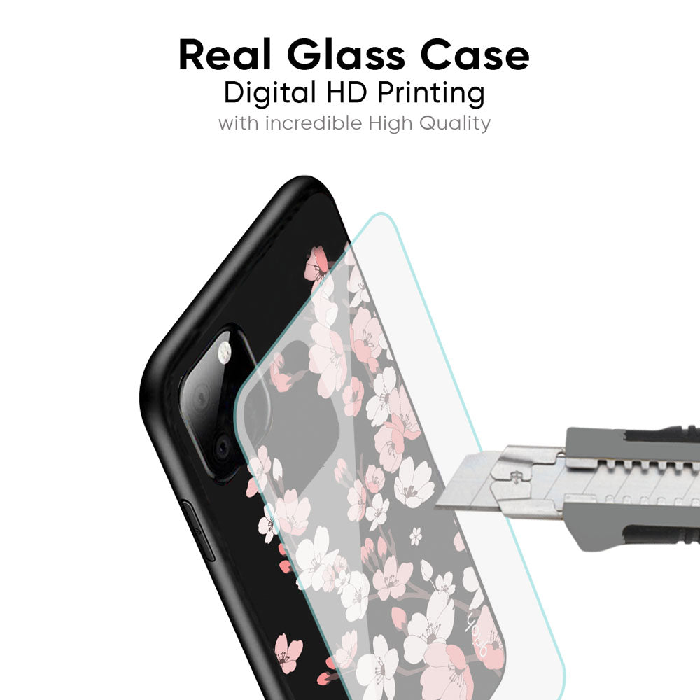Black Cherry Blossom Glass Case for Apple iPhone XS Max