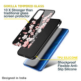 Black Cherry Blossom Glass Case for Mi Redmi Note 9 Pro Max