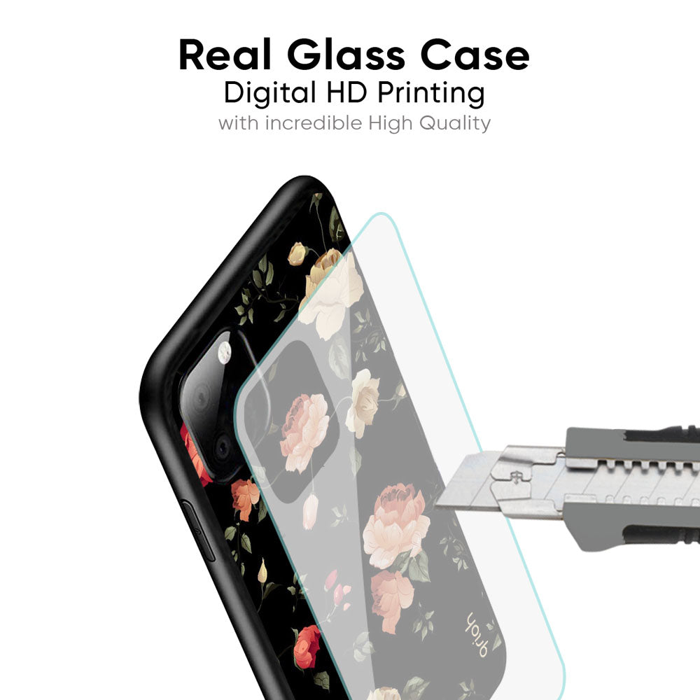 Black Spring Floral Glass Case for Apple iPhone XS Max
