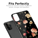 Black Spring Floral Glass Case for Apple iPhone XS