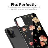 Black Spring Floral Glass Case for Apple iPhone 12 Pro