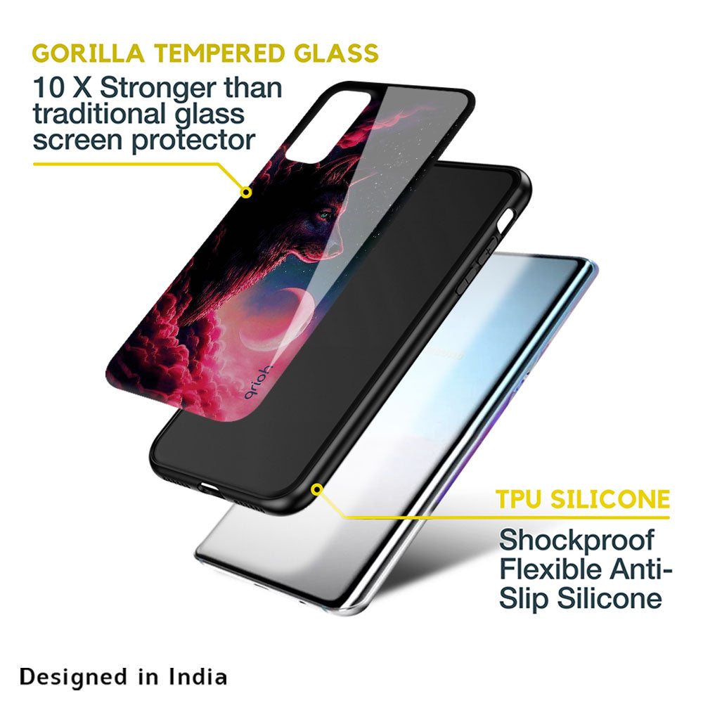 Moon Wolf Glass Case for Samsung Galaxy M13