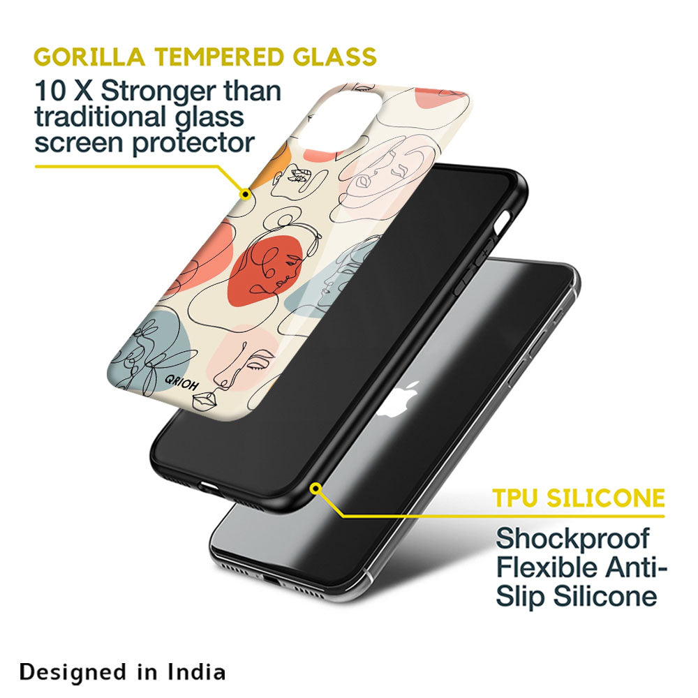 Abstract Faces Glass Case for Apple iPhone 13 Mini