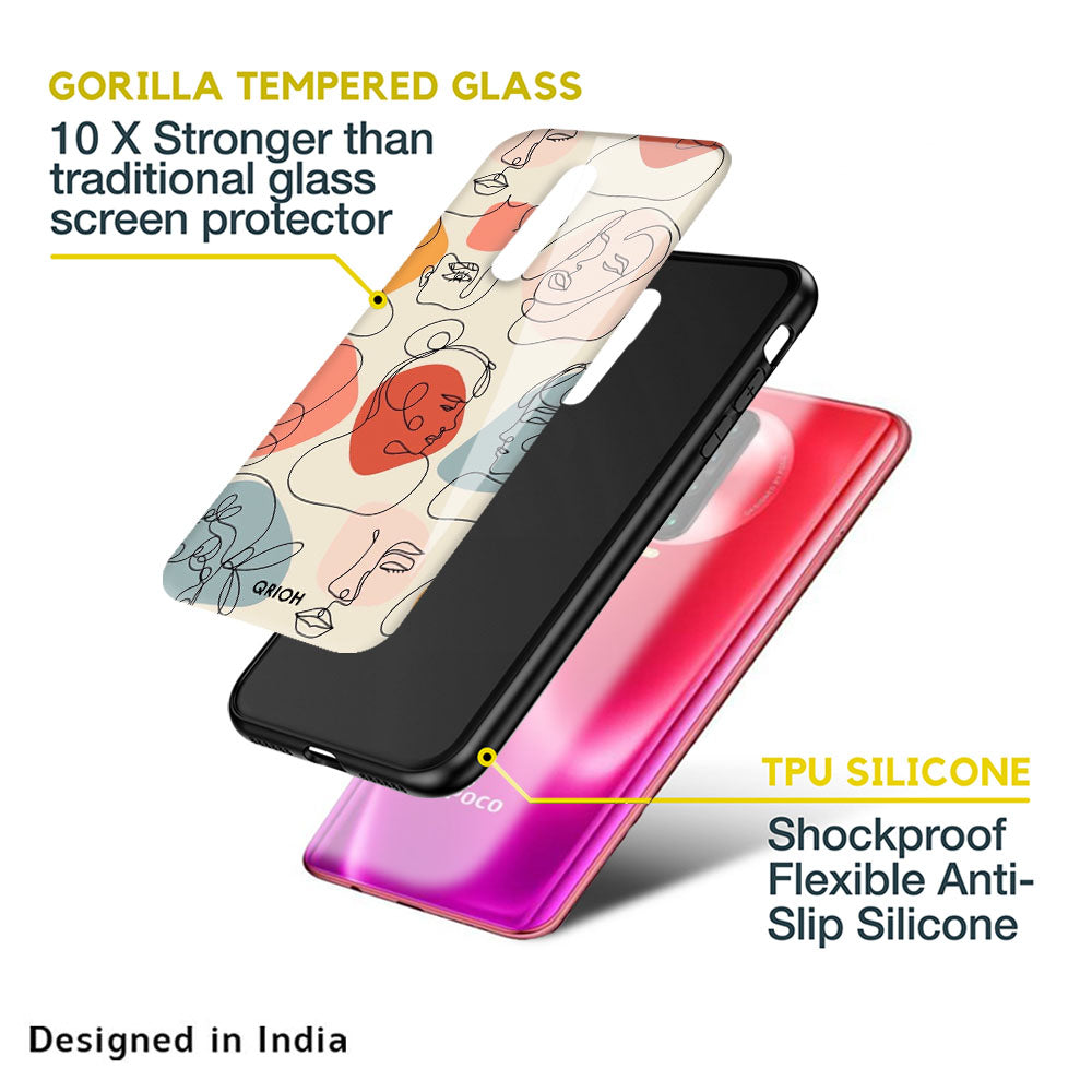 Abstract Faces Glass Case for Realme 9 5G