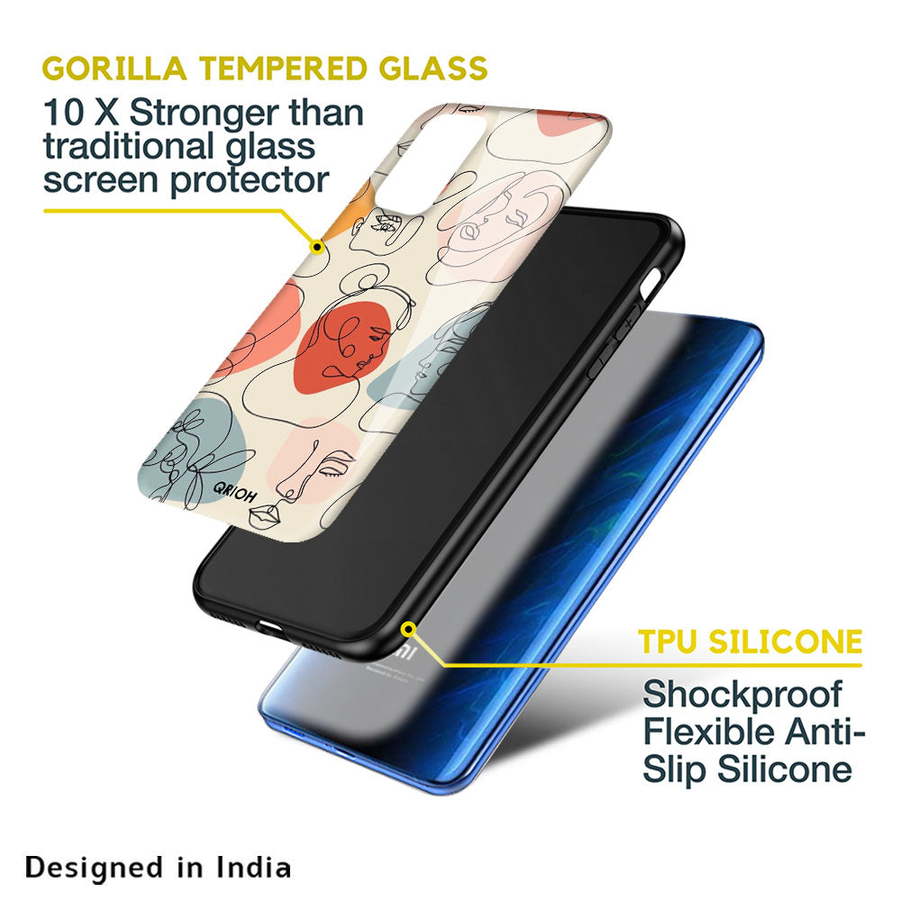 Abstract Faces Glass Case for Mi 10
