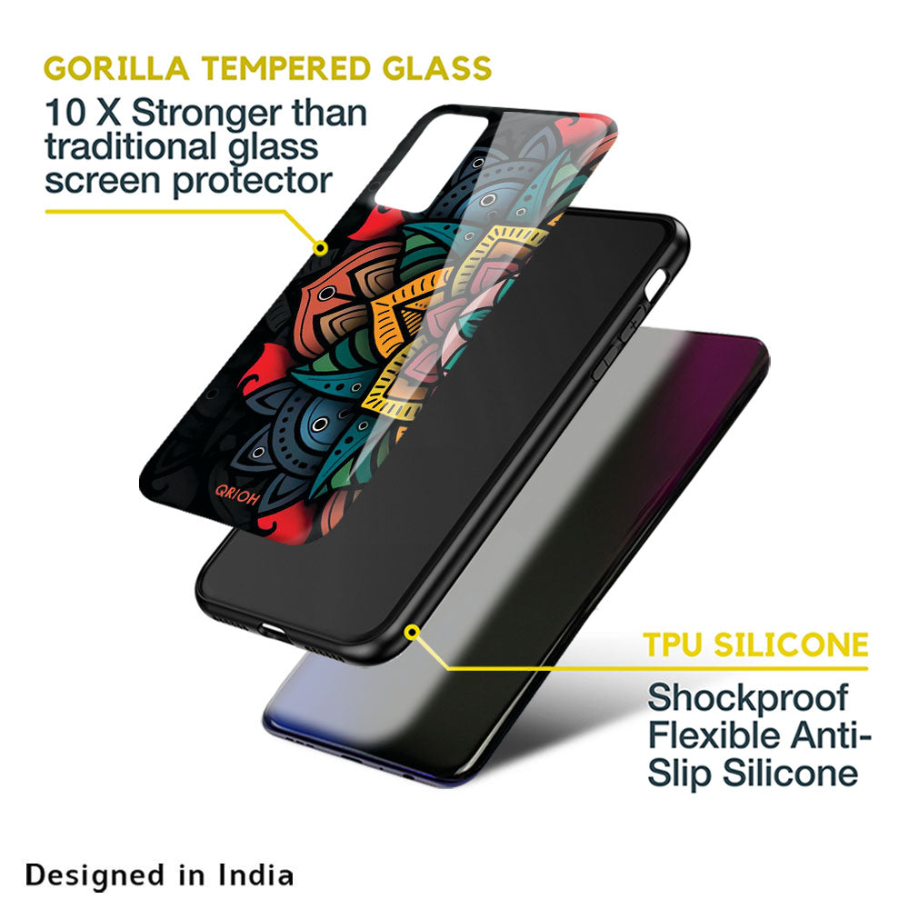 Retro Gorgeous Flower Glass Case for Oppo Reno8 5G
