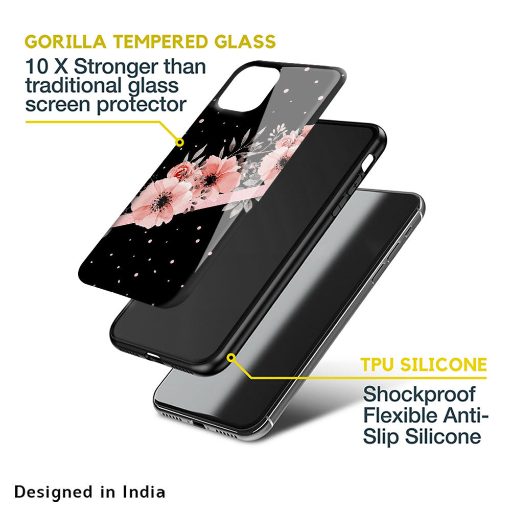 Floral Black Band Glass Case For Nothing Phone (1)