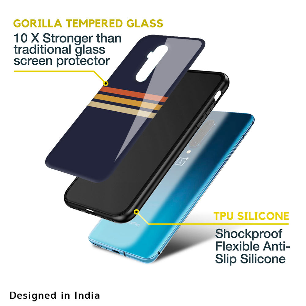 Tricolor Stripes Glass Case For OnePlus Nord CE