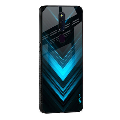 Vertical Blue Arrow Glass Case For Oppo F11 Pro