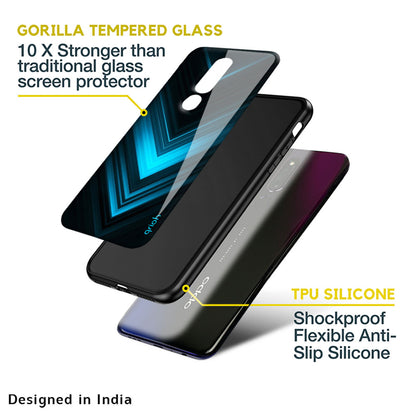 Vertical Blue Arrow Glass Case For Oppo A36