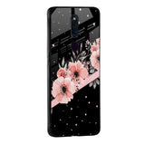 Floral Black Band Glass Case For Oppo Reno7 Pro 5G