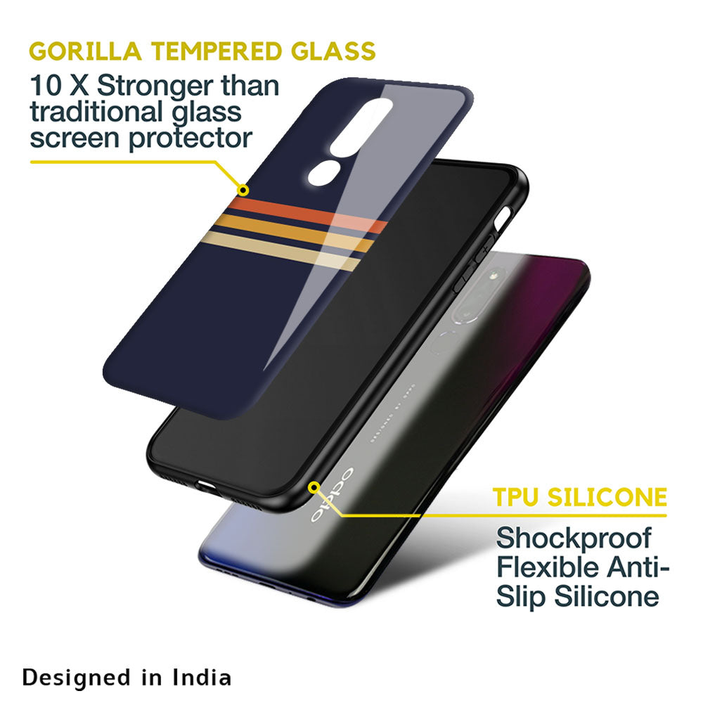 Tricolor Stripes Glass Case For Oppo Reno4 Pro