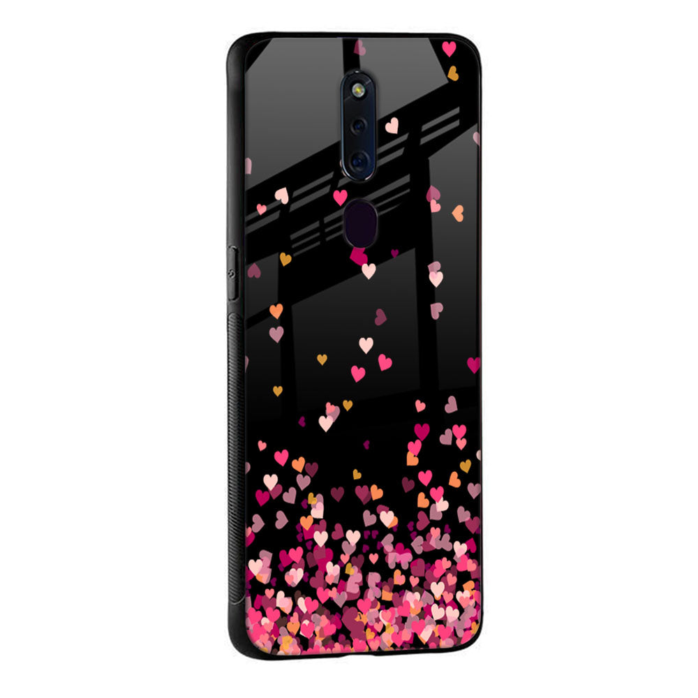Heart Rain Fall Glass Case For Oppo F11 Pro
