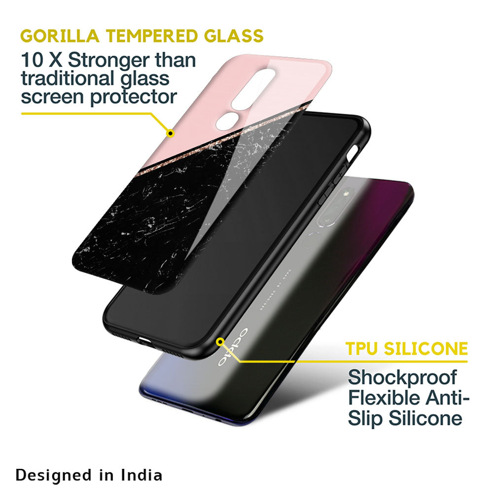 Marble Texture Pink Glass Case For Oppo Reno4 Pro