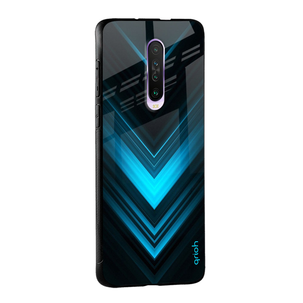Vertical Blue Arrow Glass Case For Poco M5