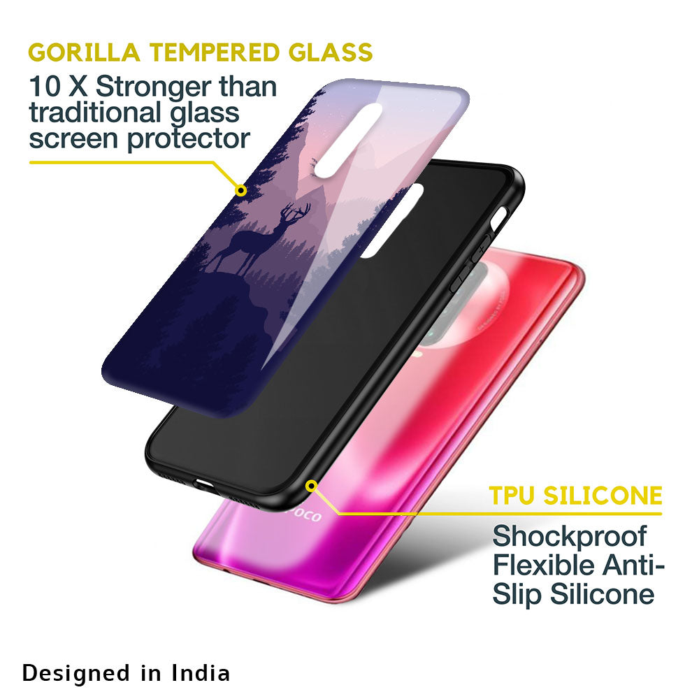 Deer In Night Glass Case For Poco M4 Pro 5G