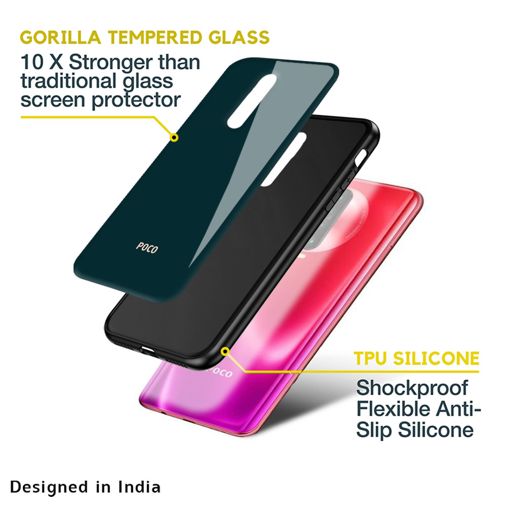 Hunter Green Glass Case For Poco F4 5G