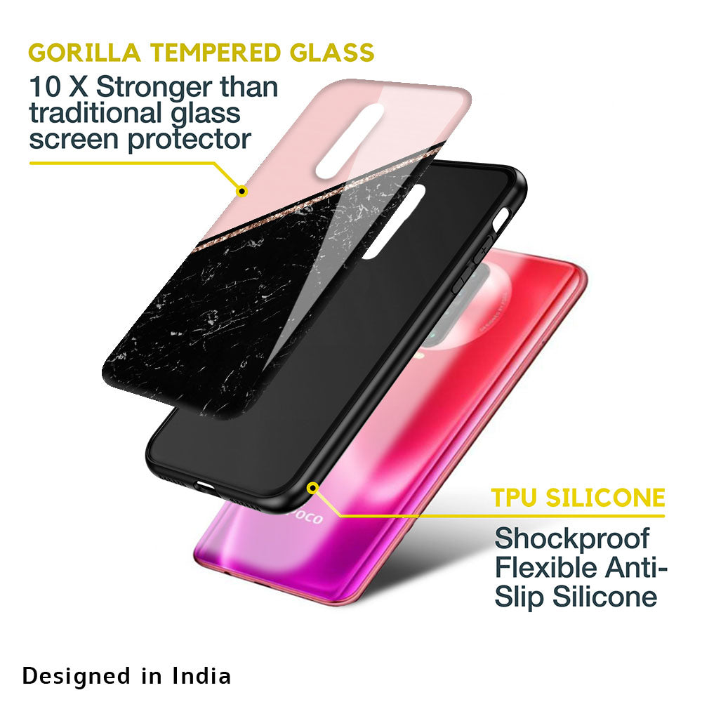 Marble Texture Pink Glass Case For Poco X3 Pro