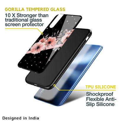 Floral Black Band Glass Case For Realme 9 5G