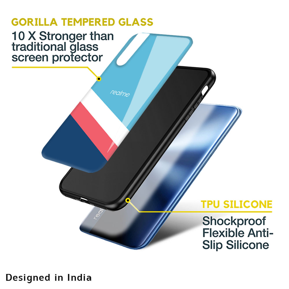 Pink & White Stripes Glass Case For Realme 10 Pro Plus 5G