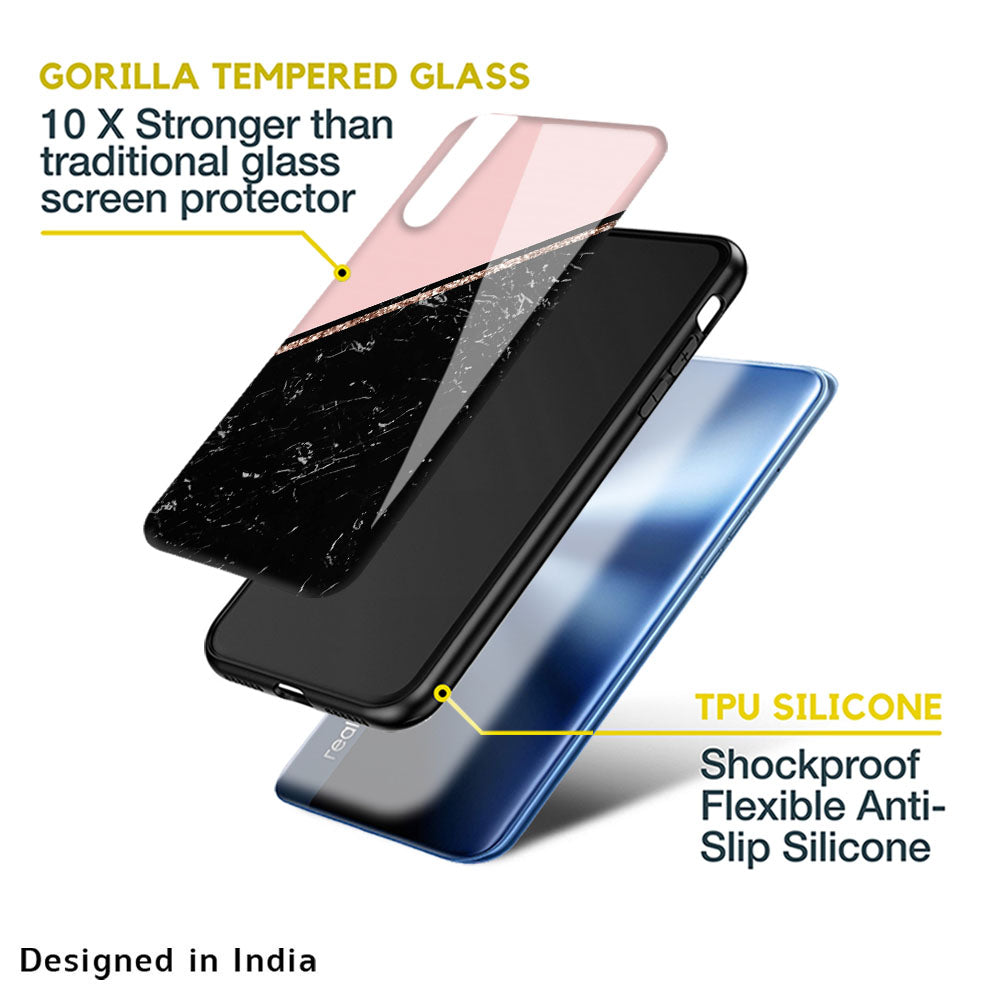 Marble Texture Pink Glass Case For Realme 9 Pro Plus
