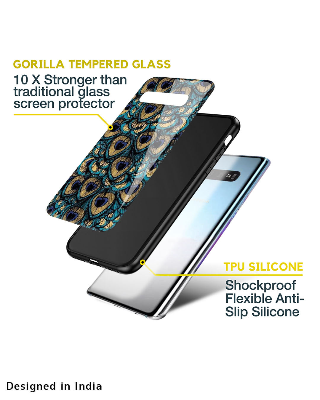 Peacock Feathers Glass case for Samsung Galaxy M12